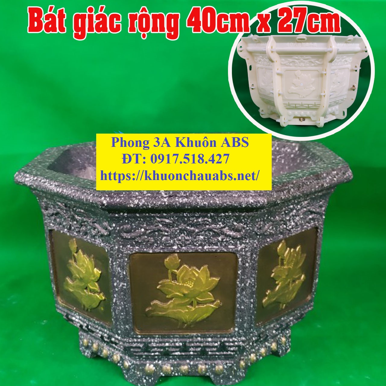 Khuôn chậu Bát giác 40cm