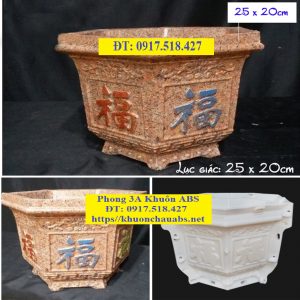 Khuôn chậu lục giác rộng 25cm x cao 20cm