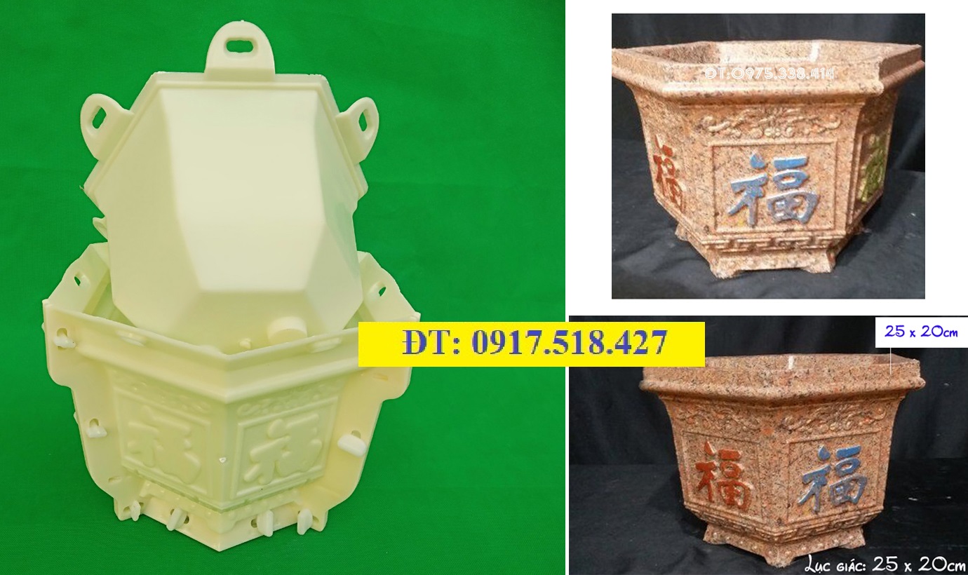 Khuôn chậu lục giác rộng 25cm x cao 20cm